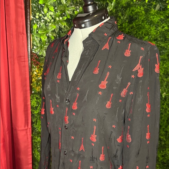 2015 Saint Laurent Black Shirt with Red Guitar Motif - Picture 4 of 8